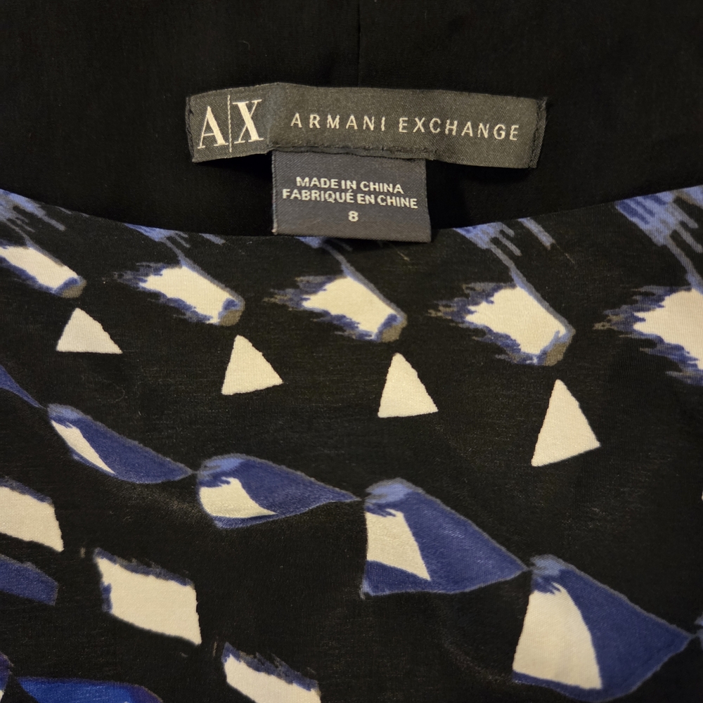 Armani Exchange Black and Blue Geometric Mini Dress - Picture 3 of 11